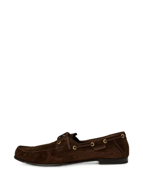 TOM FORD lace-up suede boat shoes Brown J1640LCL534CEAQ