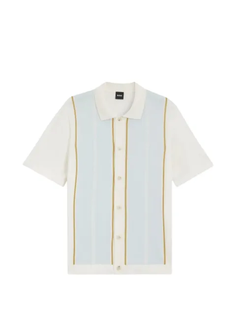 BOSS colour-blocked cardigan with wing collar White 50565522