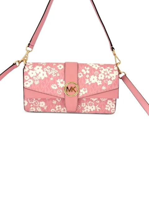 Michael Kors Greenwich medium printed signature logo convertible shoulder bag Pink 35S6GGRL2Y
