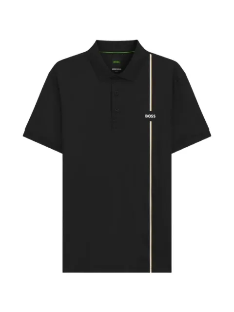 BOSS active quick-dry polo shirt with signature stripe Black 50563363