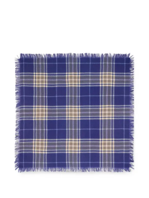 BOMPARD tartan fringed scarf Blue A960