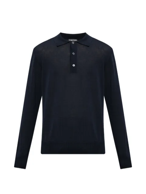 TOM FORD fine-gauge silk linen polo Blue KPL062YMS141