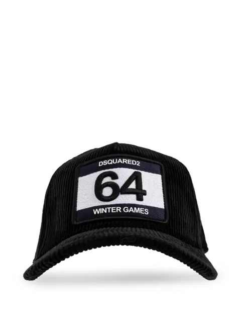 DSQUARED2 logo-patch corduroy cap Black BCM102610908133