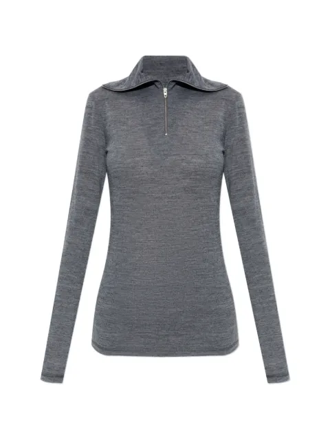 Jil Sander quarter-zip stand-up collar top Grey J02GC0170J70021