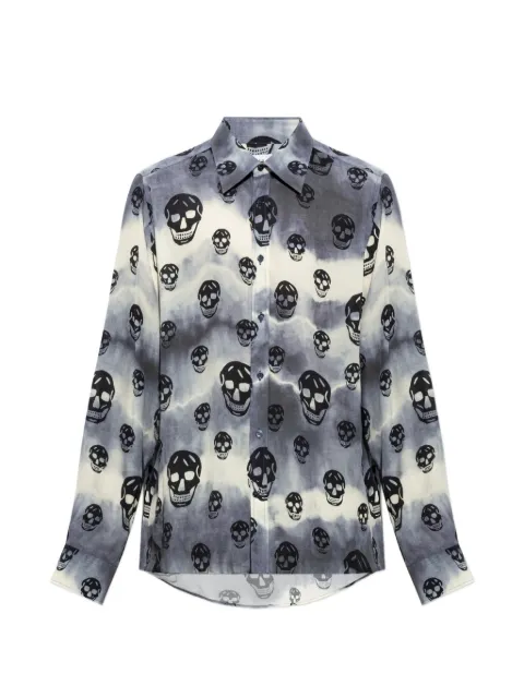Alexander McQueen skull-motif tie-dye shirt Grey 873335QRADM