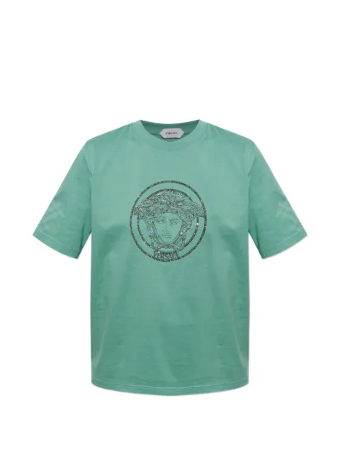 Versace crystal-embellished Medusa T-shirt Green 10262201A18773