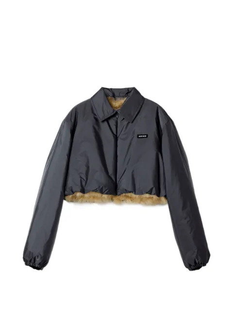 Miu Miu technical fabric and shearling windbreaker Grey ML1598SOOO6464
