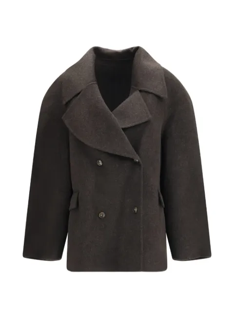 LouLou de Saison double-breasted peak-lapel coat Brown NEIL