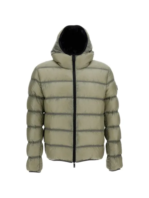 Moncler logo-patch hooded jacket Green 1A00033595B1215