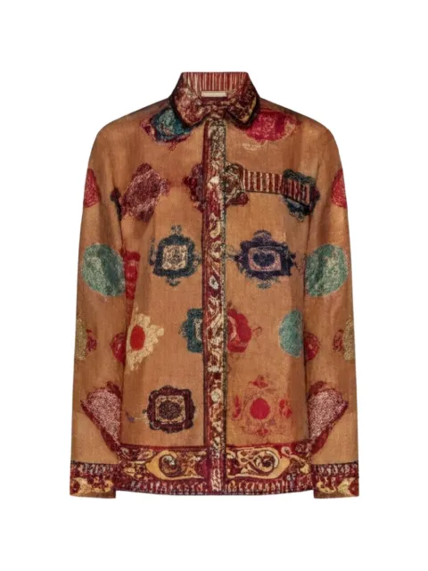 Pierre-Louis Mascia geometric-print silk shirt Neutrals ALOESCML10642519313101