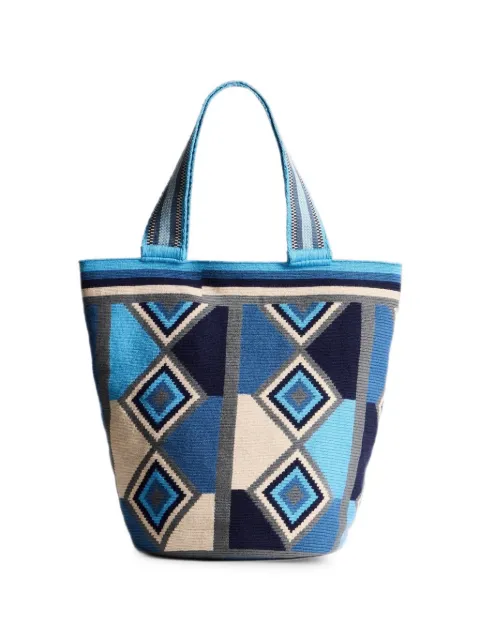 JW Anderson Wayuu geometric-pattern shoulder bag Blue HB0785FA0506