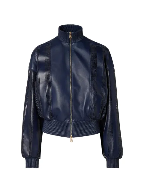 FENDI navy blue perforated nappa-leather jacket Blue FPJ835AMEY
