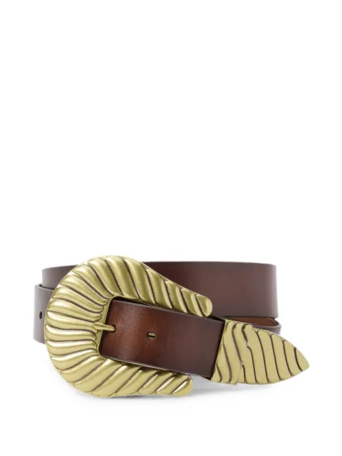 The Great. engraved-buckle calf leather belt Brown 9419790
