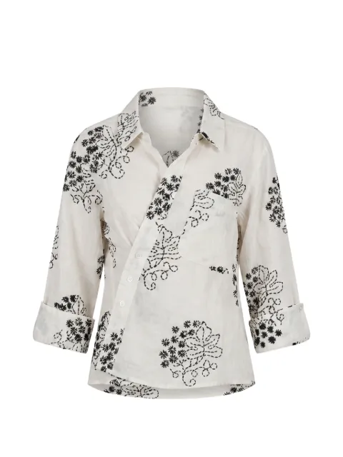 CISSA embroidered asymmetric blouse White OV1026S26