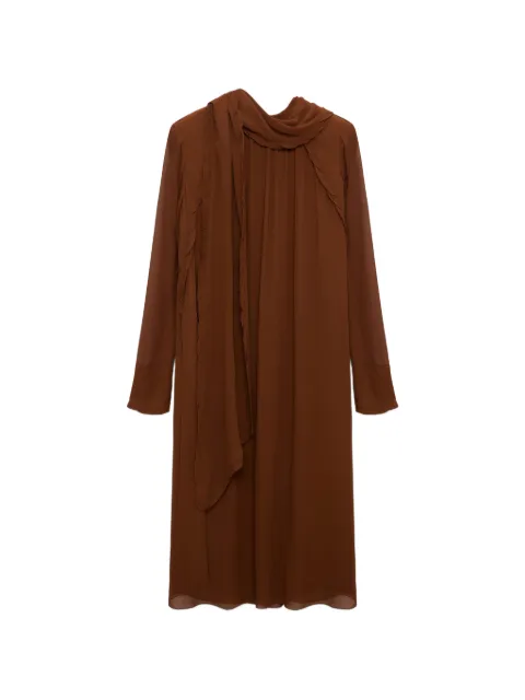 Dorothee Schumacher Sheer Twist ruffled scarf-detail dress Brown 349104