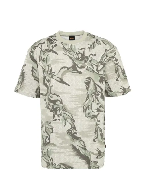 BOSS abstract-print cotton T-shirt Neutrals 50565605