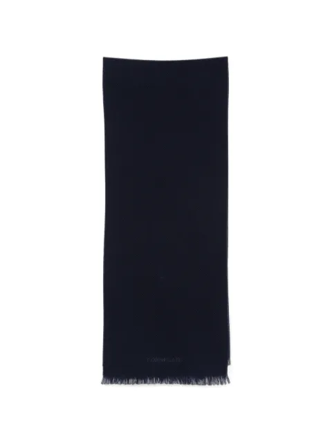 Corneliani diagonal-weave frayed scarf Grey 28B3542A29016002
