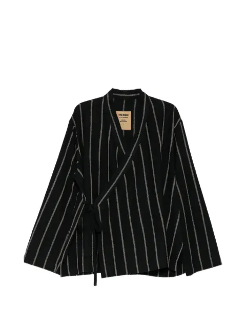 Uma Wang pinstripe wrap jacket Black UM1517BG