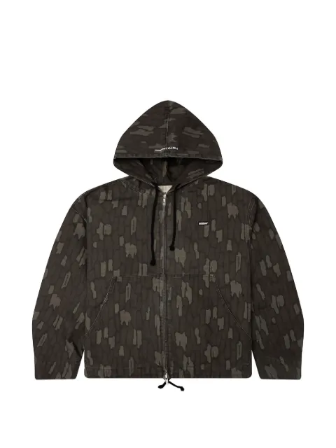 Metalwood Studio camo-print zip-up hoodie Brown 26SS0502RBC