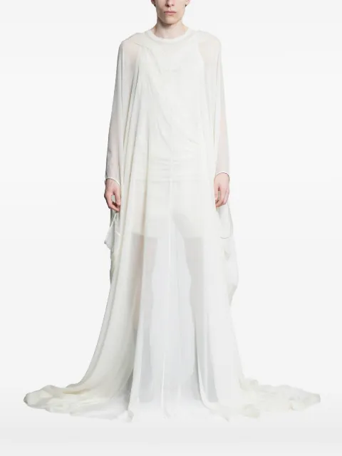 Rick Owens Hollywood hooded kaftan in silk chiffon White RR01E5500S