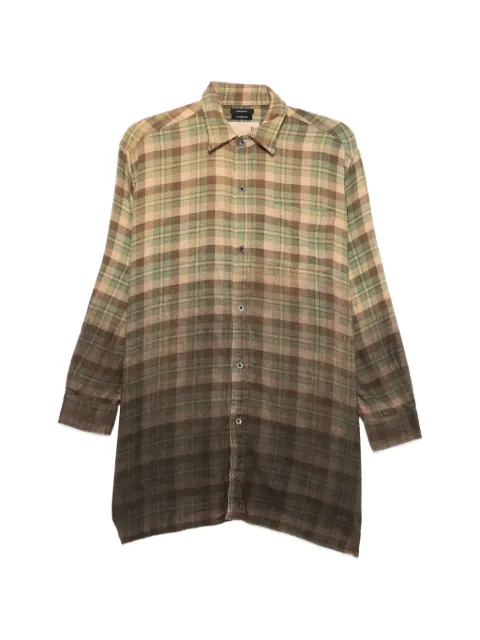 R13 check-print distressed-effect shirt Brown R13WR416R864B