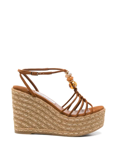 Jimmy Choo bead-embellished wedge sandals Brown LEMIWEDGEIPV