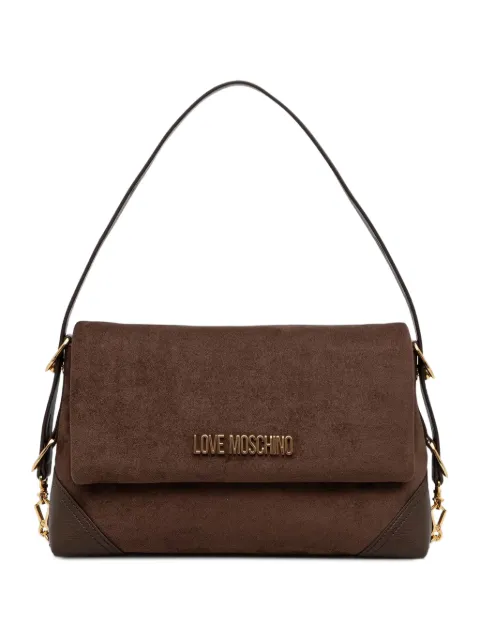Love Moschino logo-plaque faux-suede tote bag Brown JC4092PP1PLD1