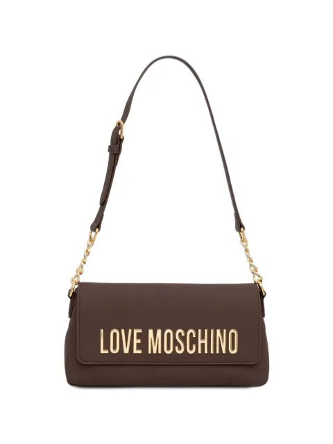 Love Moschino logo-plaque chain-link shoulder bag Brown JC4109PP1PKD0