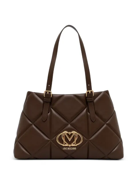 Love Moschino quilted logo-plaque tote bag Brown JC4033PP1PLC0
