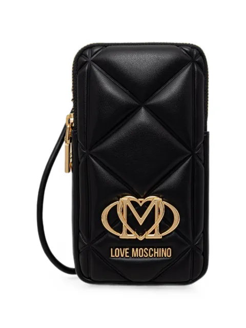 Love Moschino quilted logo-plaque phone bag Black JC5645PP1PLC0