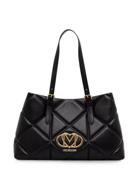 Love Moschino quilted logo-plaque tote bag Black JC4033PP1PLC0