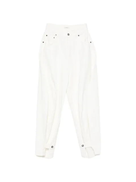 LAMRONS buttoned-cuff pleated jeans White LMRS08LT4201