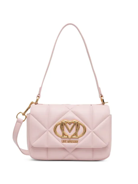Love Moschino quilted logo-plaque shoulder bag Pink JC4031PP1PLC0