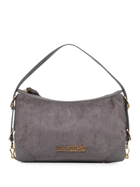Love Moschino logo-plaque suede-effect shoulder bag Grey JC4091PP1PLD1
