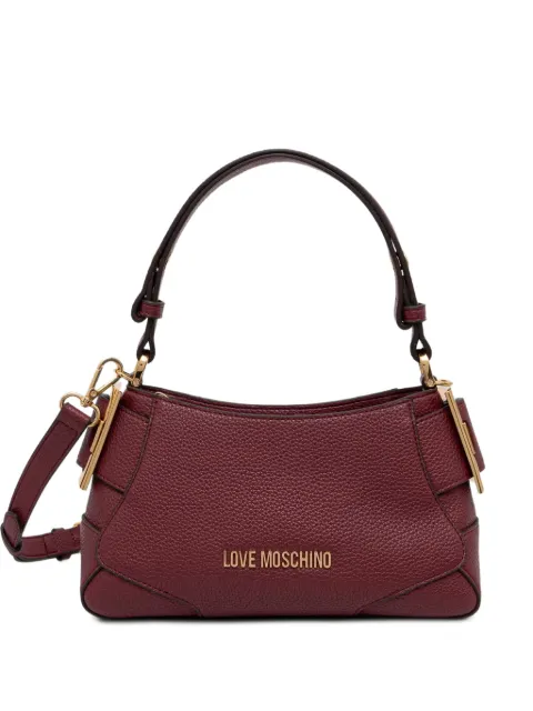 Love Moschino logo-plaque pebbled-effect shoulder bag Red JC4098PP1PLT1