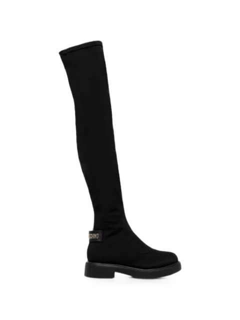 Love Moschino logo-plaque over-the-knee boots Black JA26114G1PIM4