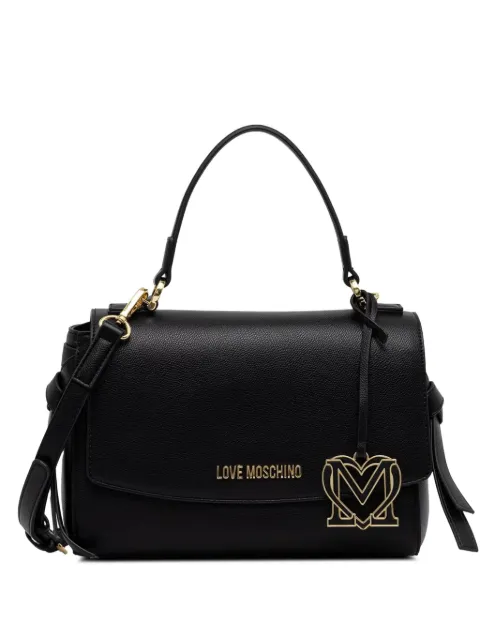 Love Moschino logo-plaque grained-effect tote bag Black JC4061PP1PLL0