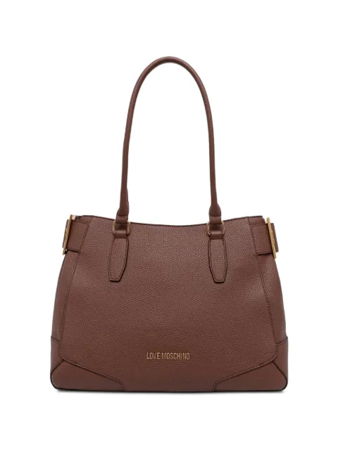 Love Moschino buckle-detail logo-lettering tote bag Brown JC4095PP1PLT1