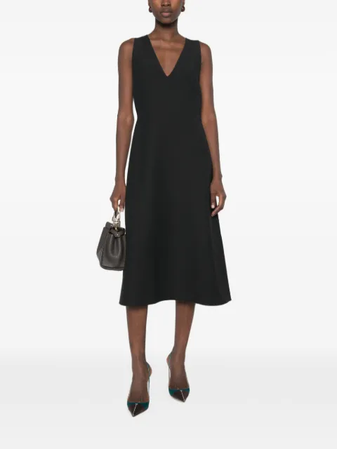 FENDI V-neck sleeveless midi dress Black FDD658B1UJ