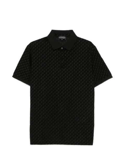 Emporio Armani monogram-pattern short-sleeve polo shirt Black EM007339AF10017FC375