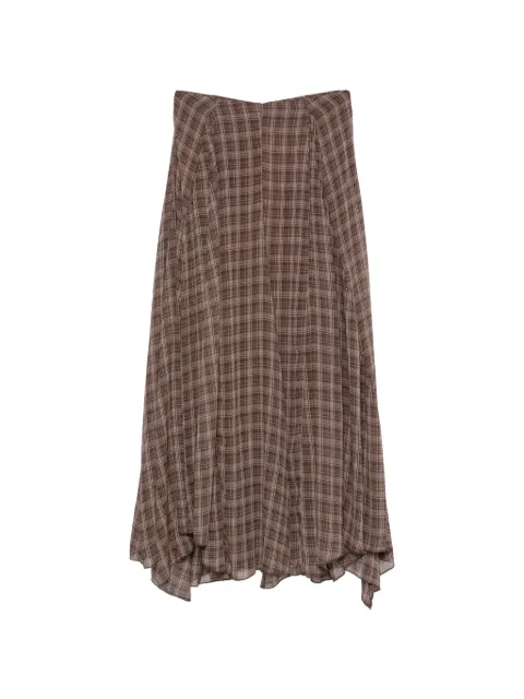 Eleh check-print maxi skirt Brown EFW260294
