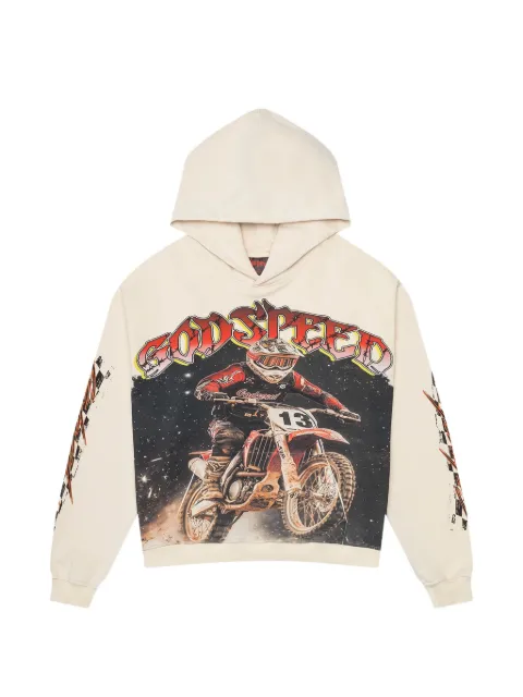 GODSPEED graphic-print long-sleeve hoodie Neutrals GS561