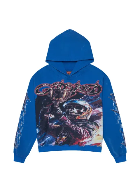 GODSPEED Podium Dreams graphic-print hoodie Blue GS568