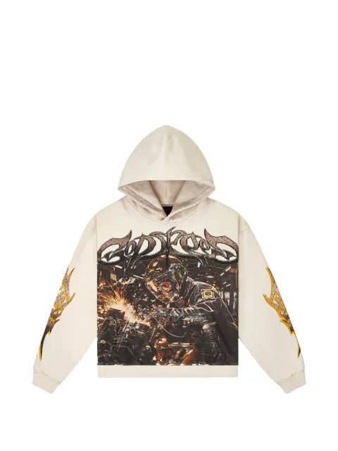 GODSPEED graphic-print long-sleeve hoodie Neutrals GS571