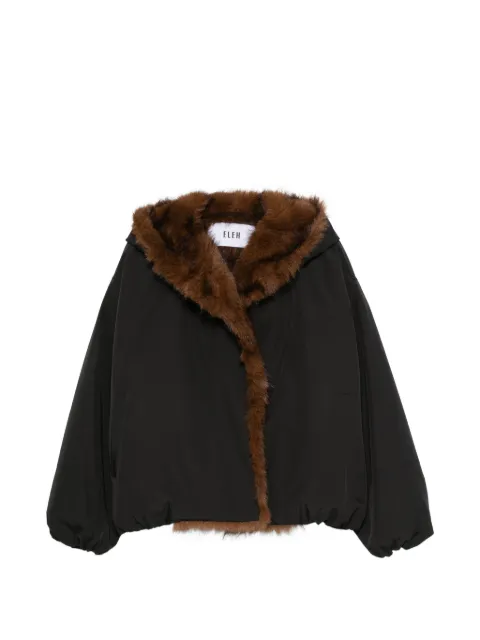 Eleh faux-fur trim hooded jacket Black EFW260126