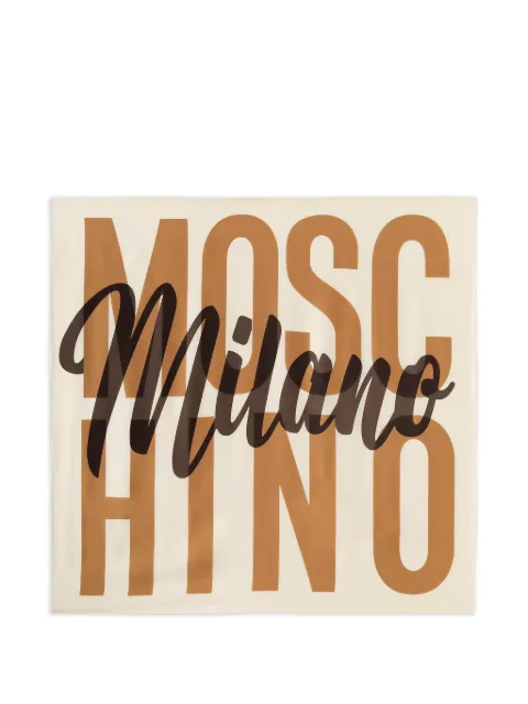 Moschino logo-print silk scarf Neutrals 3549M3434