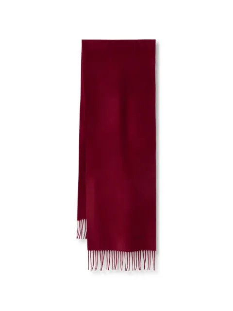 Moschino fringed logo-embroidered wool scarf Red 50092M5165