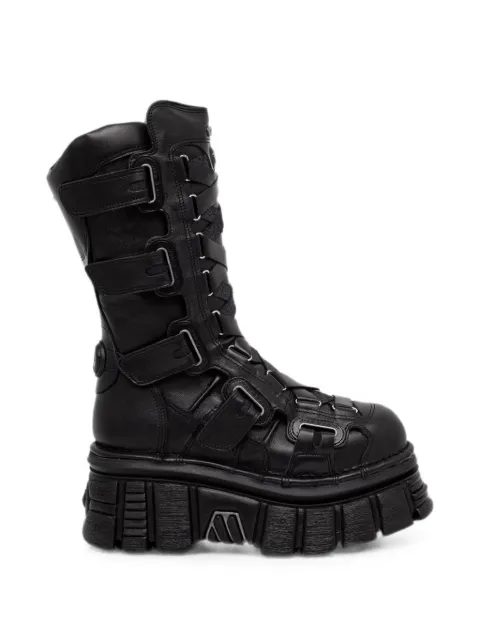 NEW ROCK buckle-strap platform boots Black M189C12