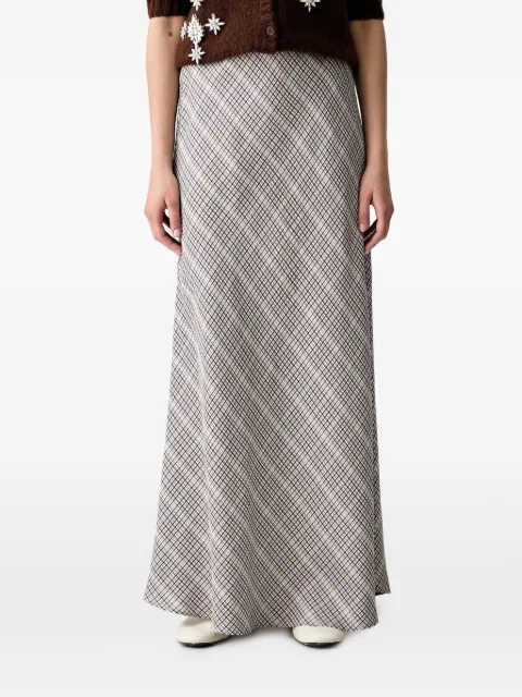 MUNTHE check-pattern flared maxi skirt Neutrals 263120726326