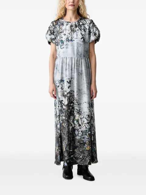 MUNTHE abstract-print puff-sleeve maxi dress Grey 263132326318